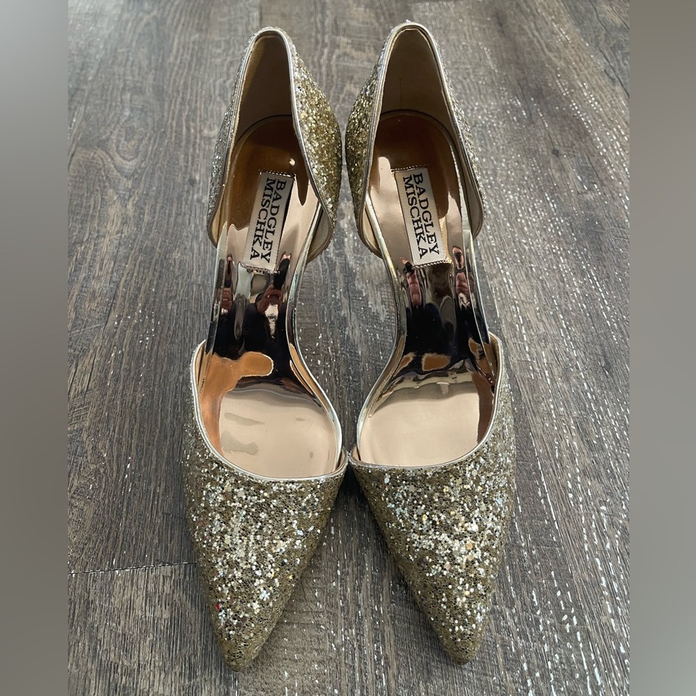 Badgley Mischka Sparkling Gold Heels